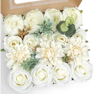 imageAmyHomie Blush Champagne Artificial Flowers Combo Silk Mix Peony Rose Fake Flowers wStem for DIY Wedding Bouquets Centerpieces Arrangements Table Fall Decor Party Bridal Baby Shower Home DecorationsIvory