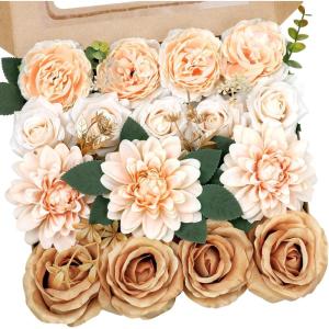 imageAmyHomie Blush Champagne Artificial Flowers Combo Silk Mix Peony Rose Fake Flowers wStem for DIY Wedding Bouquets Centerpieces Arrangements Table Fall Decor Party Bridal Baby Shower Home DecorationsChampagne Nude