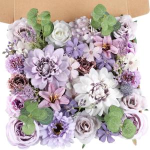 imageAmyHomie Blush Champagne Artificial Flowers Combo Silk Mix Peony Rose Fake Flowers wStem for DIY Wedding Bouquets Centerpieces Arrangements Table Fall Decor Party Bridal Baby Shower Home DecorationsLavender