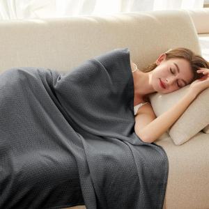 imageAmyHomie Cooling Blanket Queen Size 100 Rayon Derived from Bamboo Cool Summer Blanket for Hot Sleepers Soft Comfy Lightweight Checkered Blankets for All SeasonsTangerine Pink 90x90Dark Gray