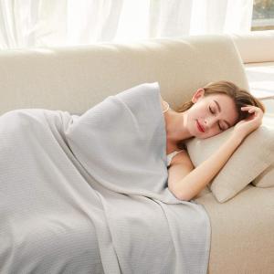 imageAmyHomie Cooling Blanket100 Rayon Derived from Bamboo Cool Summer Blanket for Hot Sleepers Soft Comfy Lightweight Blankets for All Seasons Blue 5979inGrey