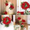 imageAmyHomie 100pcs Dark Red Rose wStem and 40pcs Leaves for DIY Wedding Bouquets Centerpieces Arrangements Party Baby Shower Home Decorations