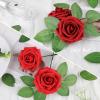 imageAmyHomie 25pcs Red Rose wStem and 40pcs Leaves for DIY Wedding Bouquets Centerpieces Arrangements Party Baby Shower Home Decorations