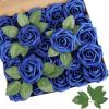 imageAmyHomie 25pcs red and 25pcs Royal Blue Roses Real Looking Fake Roses wStem for DIY Wedding Bouquets Centerpieces Arrangements Party Baby Shower Home Decorations