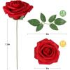 imageAmyHomie 50pcs Dark Red Rose wStem and 40pcs Leaves for DIY Wedding Bouquets Centerpieces Arrangements Party Baby Shower Home Decorations