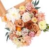 imageAmyHomie Champagne Artificial Flowers Combo and Ivory Rose 25pcs Real Looking Fake Roses wStem for DIY Wedding Bouquets Centerpieces Arrangements Party Baby Shower Home Decorations