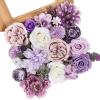 imageAmyHomie Purple Artificial Flowers Combo and Red Rose 25pcs Real Looking Fake Roses wStem for DIY Wedding Bouquets Centerpieces Arrangements Party Baby Shower Home Decorations