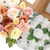 imageAmyHomie Champagne Artificial Flowers Combo and White Rose 25pcs Real Looking Fake Roses wStem for DIY Wedding Bouquets Centerpieces Arrangements Party Baby Shower Home Decorations