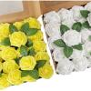 imageAmyHomie White and Yellow Rose 25pcs Real Looking Fake Roses wStem for DIY Wedding Bouquets Centerpieces Arrangements Party Baby Shower Home Decorations