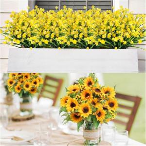 imageAmyHomie 2 Bunches Artificial Sunflower Bouquets and 20 Bundles Yellow Fall Artificial Flowers for Outdoor Fall Decor