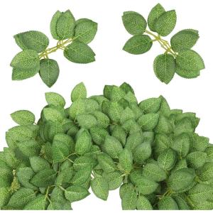 imageAmyHomie Artificial Roes Leaves 40pcs Silk Greenery Fake Rose Flower Leaves for DIY Wedding Bouquets Centerpieces Arrangements Party Baby Shower Home Decorations