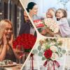 image:imageAmyHomie 25pcs Dark Red Foam Rose and 48pcs Red Velvet Rose with Stem for Wedding Bouquets Baby Shower Party Home Decor Fake Flowers Gifts for Valentines Mothers Day Womens Day
