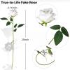 image:imageAmyHomie 48 PCS Black Roses Velvet Realistic Artificial Flowers with Bendable Stems for Wedding Bouquets Baby Shower Party Home Decor Fake Flowers Gifts for Valentines Mothers Day Womens DayWhite