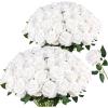 image:imageAmyHomie 48 PCS Black Roses Velvet Realistic Artificial Flowers with Bendable Stems for Wedding Bouquets Baby Shower Party Home Decor Fake Flowers Gifts for Valentines Mothers Day Womens DayWhite