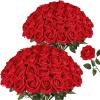 image:imageAmyHomie 48 PCS Black Roses Velvet Realistic Artificial Flowers with Bendable Stems for Wedding Bouquets Baby Shower Party Home Decor Fake Flowers Gifts for Valentines Mothers Day Womens DayRed